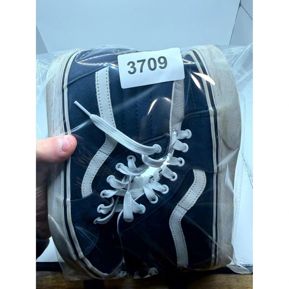 VANS Sk8-Hi Mens 7.5 Sneaker Navy Blue Canvas‎ High Top Lace Up Skateboard Shoes
